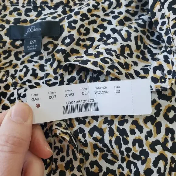 J Crew Shirt Womens 22 Brown Black Leopard Animal Print Silk Button Front J8152 - Picture 5 of 10